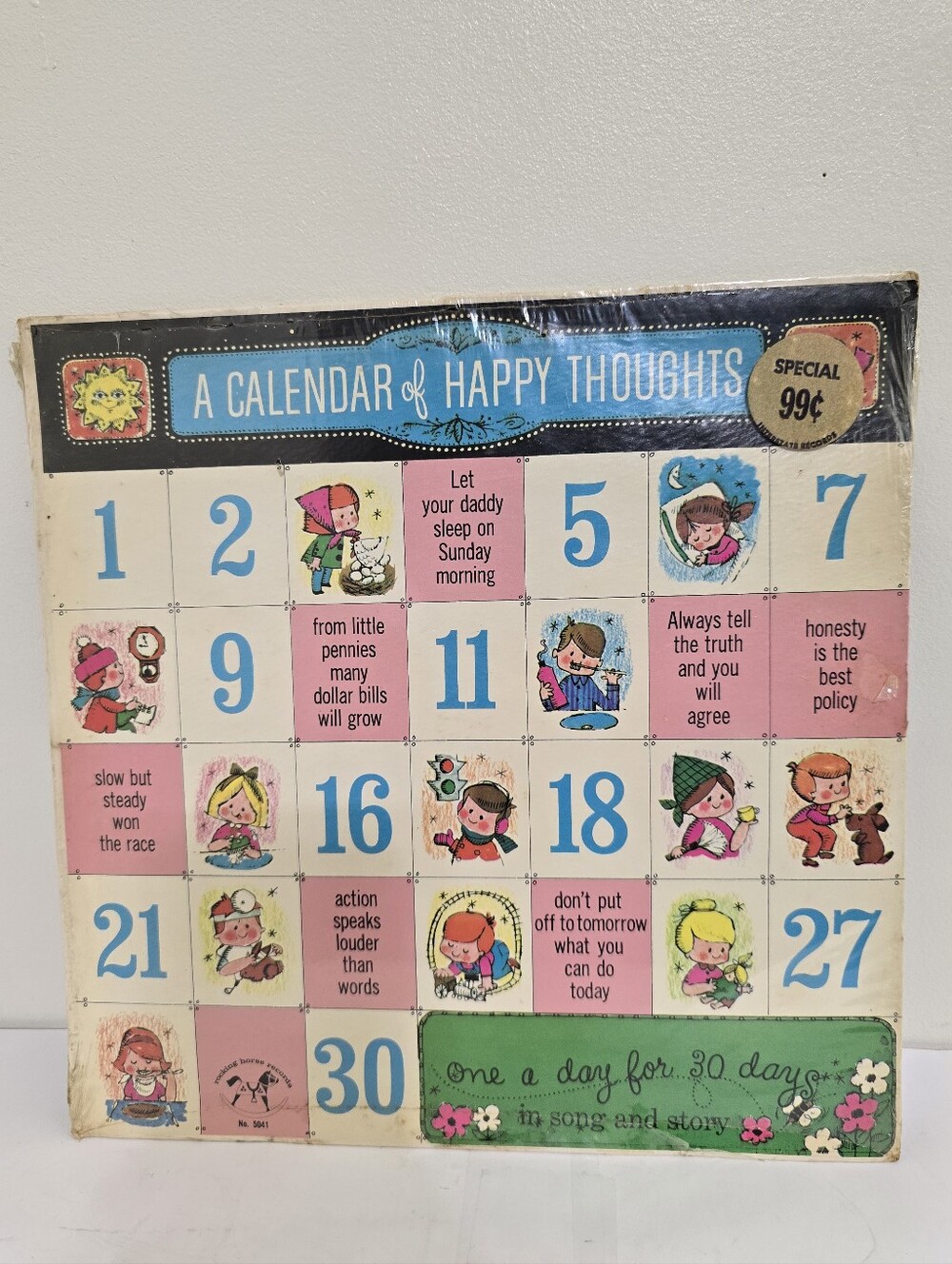 ROCKING HORSE a calendar of happy thoughts 1960 Vinyl Diplomat Children SEALED